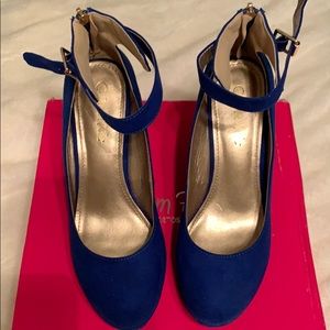 Blue wedge heels
